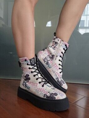 ZARA x Disney Platform Combat Boots | Mickey Mouse Print | EU 36 - US 5.5